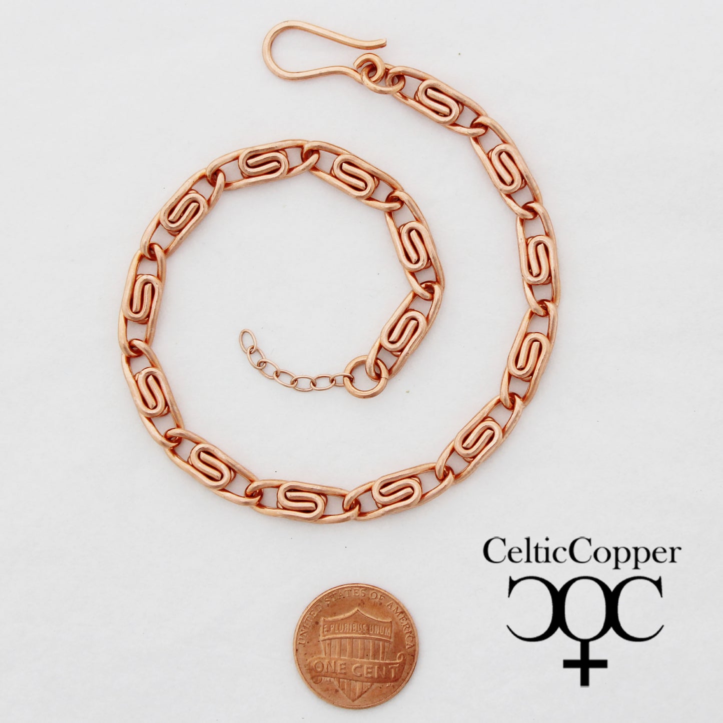 Solid Copper Ankle Bracelet Medium Celtic Scroll Chain Anklet AC66 Medium Weight Adjustable Solid Copper Anklet Chain