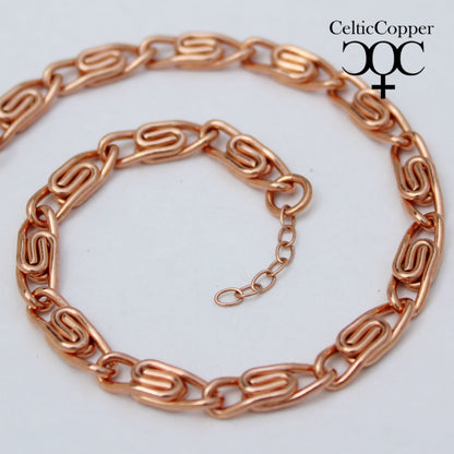 Solid Copper Ankle Bracelet Medium Celtic Scroll Chain Anklet AC66 Medium Weight Adjustable Solid Copper Anklet Chain