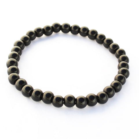 Winter Solstice Gift Black Agate Darkest Night Bracelet 6mm Round Beaded Elastic Stretch Bracelet