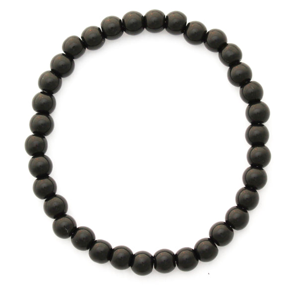 Winter Solstice Gift Black Agate Darkest Night Bracelet 6mm Round Beaded Elastic Stretch Bracelet