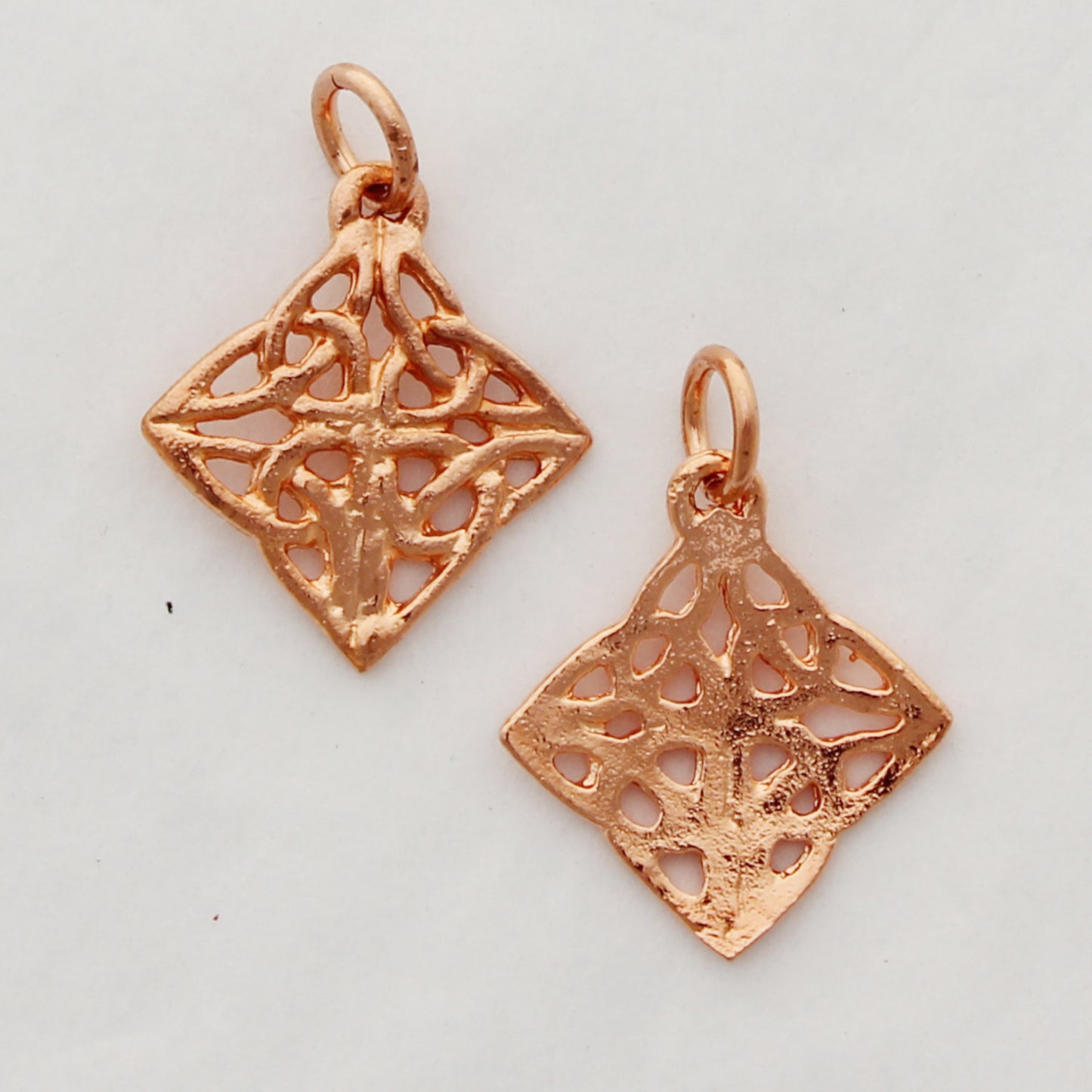 Celtic Knotwork Diamond Charm Necklace Solid Copper Curb Chain Necklace With Diamond Shaped Pendant