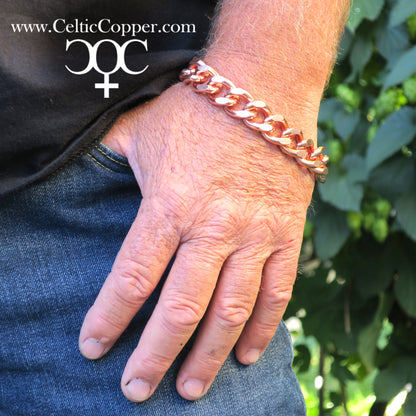 Men's Copper Chain Set Chunky 16mm Copper Cuban Curb Chain Set SET162 Solid Copper 20 Inch Copper Necklace Matching Bracelet Chain