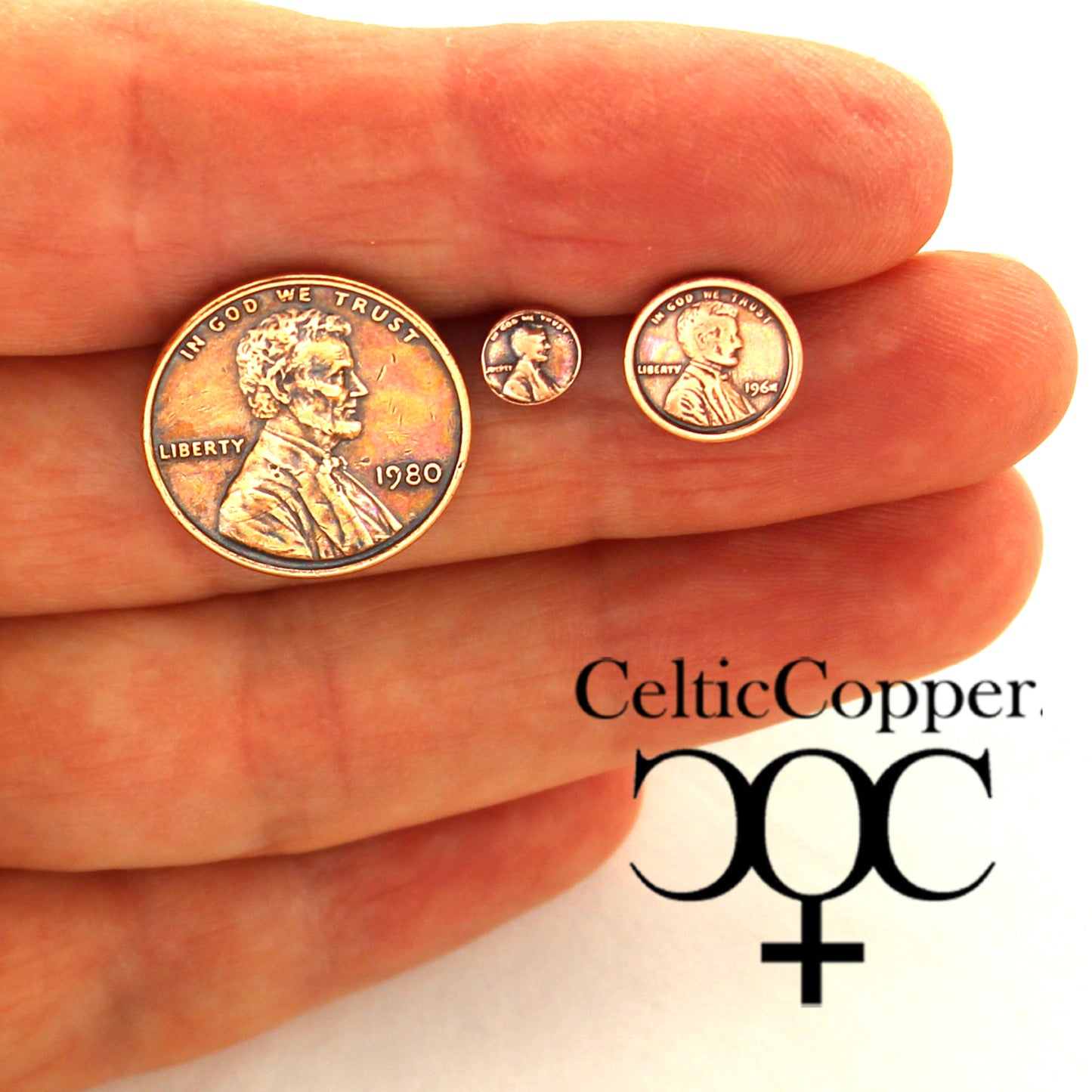 Copper Earring Studs US Penny Mini 5mm One Cent Coin Replica American Copper Penny Earring Studs