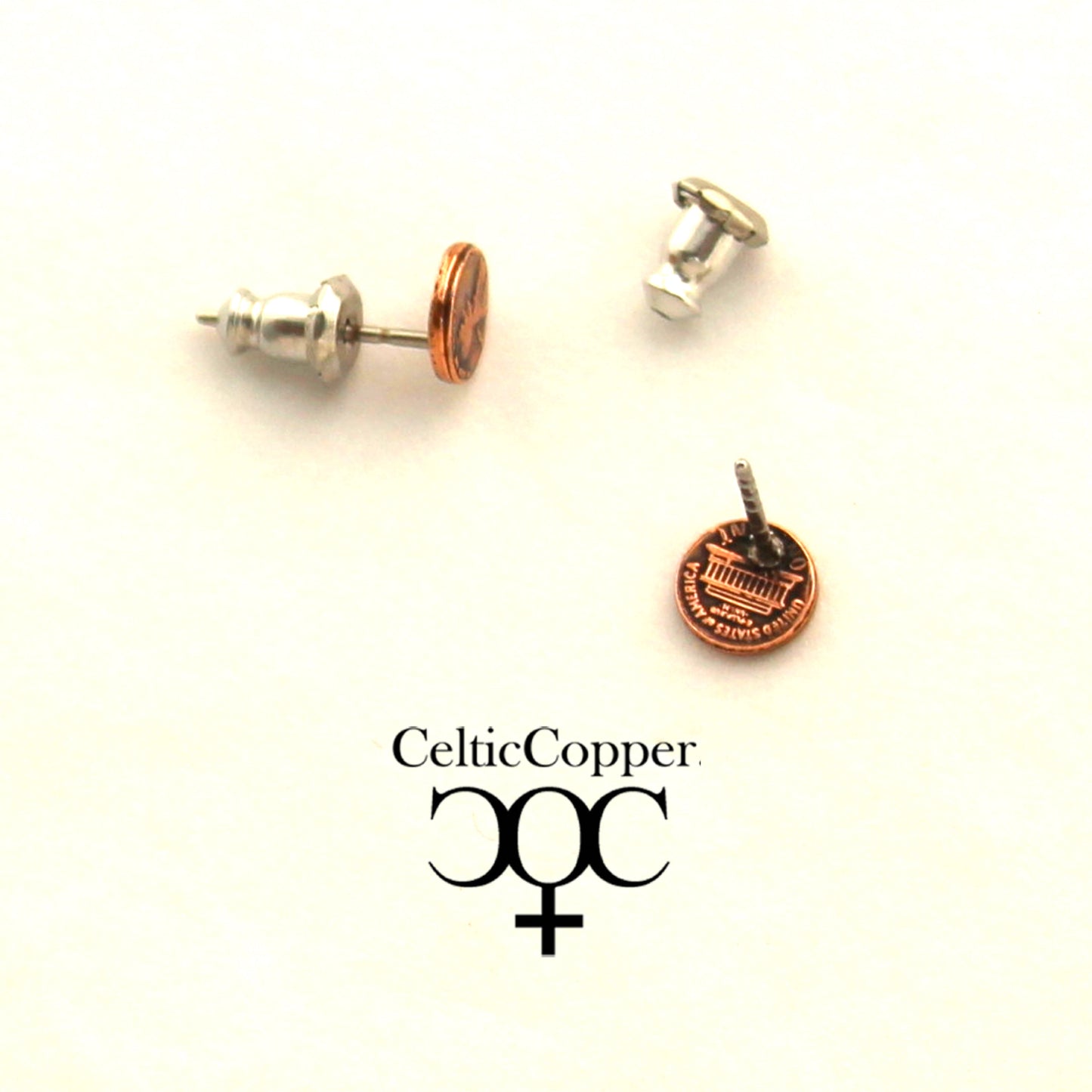 Copper Earring Studs US Penny Mini 5mm One Cent Coin Replica American Copper Penny Earring Studs