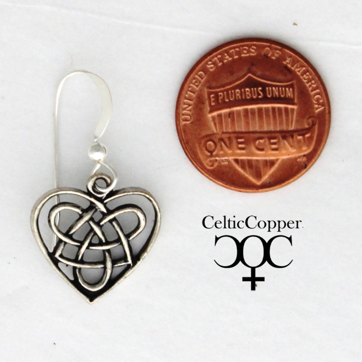 Sterling Silver Celtic Knotwork Heart Earrings Solid Silver Heart Shaped Drop Earrings