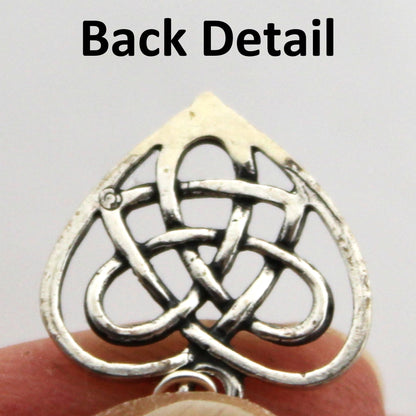 Sterling Silver Celtic Knotwork Heart Earrings Solid Silver Heart Shaped Drop Earrings