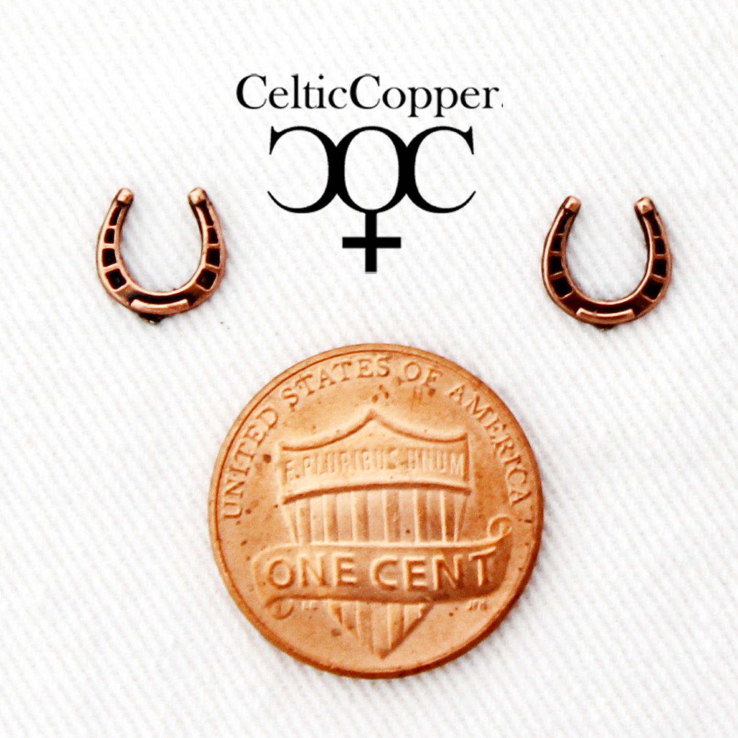 Copper Horse Shoe Stud Earrings With Hypoallergenic Earring Posts Equestrian Copper Earring Studs