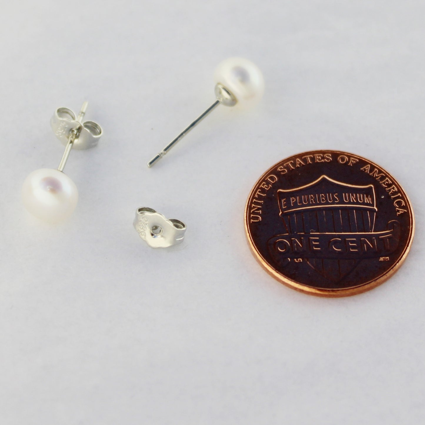 Pearl Stud Earrings Sterling Silver Posts Round 6mm Creamy White Natural Pearl Silver Stud Earrings