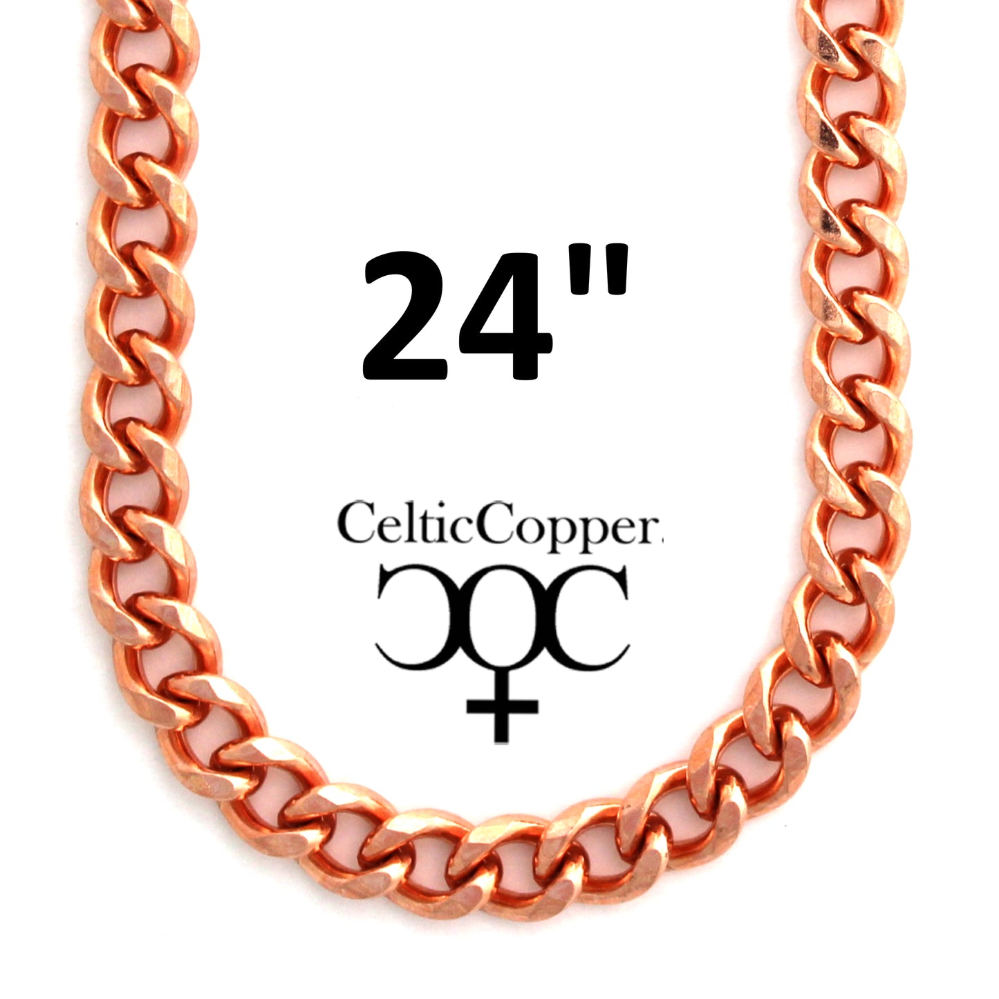 Solid Copper Necklace Chain Heavy Cuban Curb Chain Necklace NC76 Rugged 10mm Solid Copper Curb Chain Necklace 24 Inch Chain