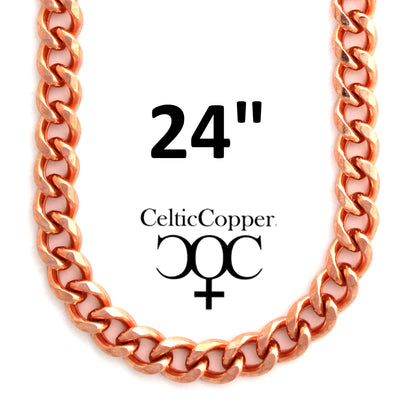 Solid Copper Necklace Chain Heavy Cuban Curb Chain Necklace NC76 Rugged 10mm Solid Copper Curb Chain Necklace 24 Inch Chain