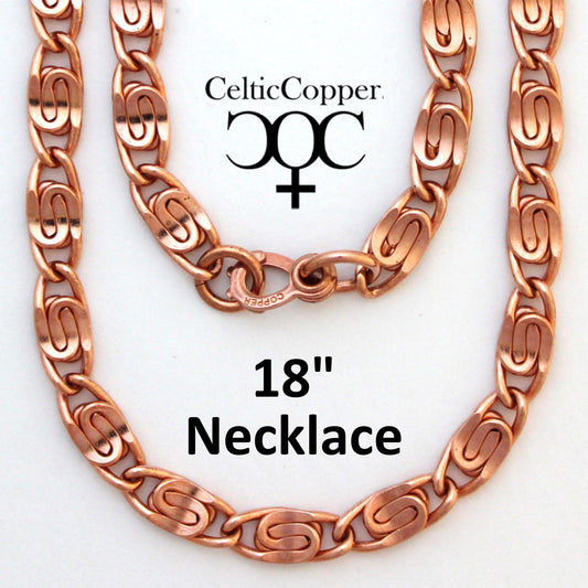 Copper Scroll Chain Necklace Heavy 9 mm Solid Copper Scroll Chain Necklace 18 Inch Chain