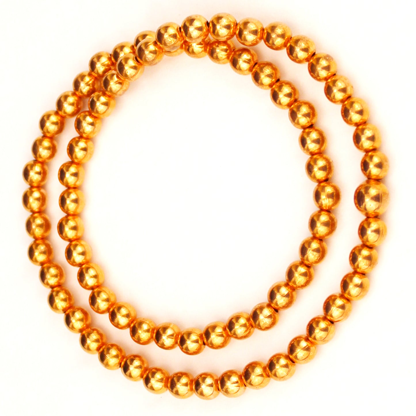 Copper Beaded Necklace Easy Wear Elastic Stretch Necklace Shiny 6mm Round Solid Copper Beads