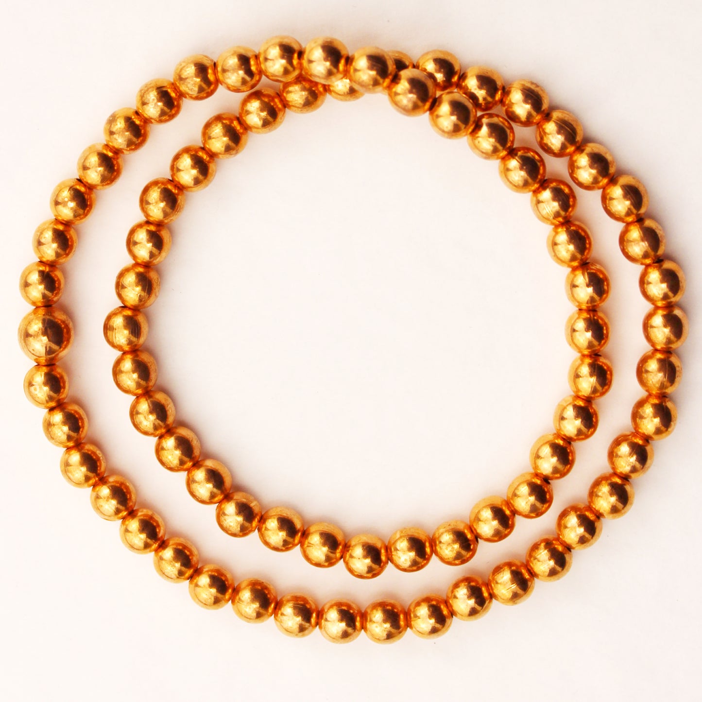 Copper Beaded Necklace Easy Wear Elastic Stretch Necklace Shiny 6mm Round Solid Copper Beads