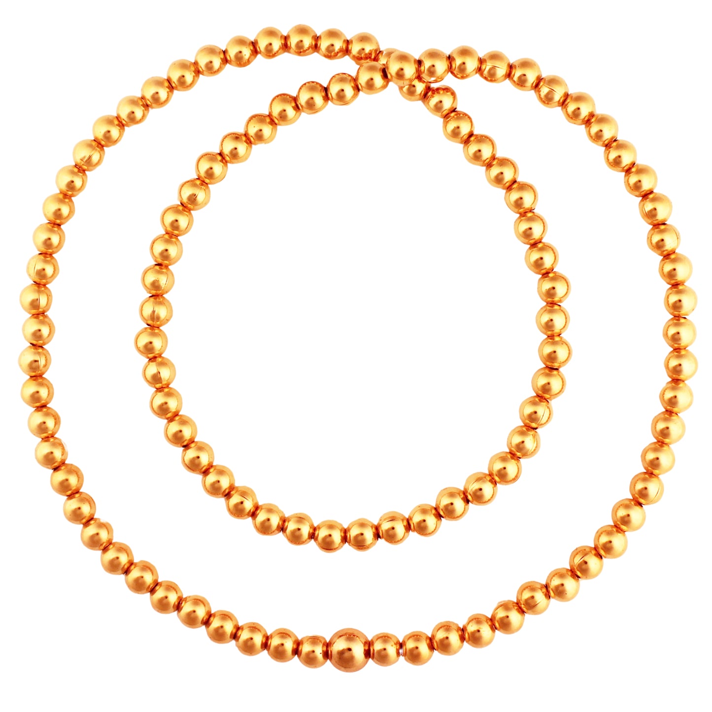 Copper Beaded Necklace Easy Wear Elastic Stretch Necklace Shiny 6mm Round Solid Copper Beads