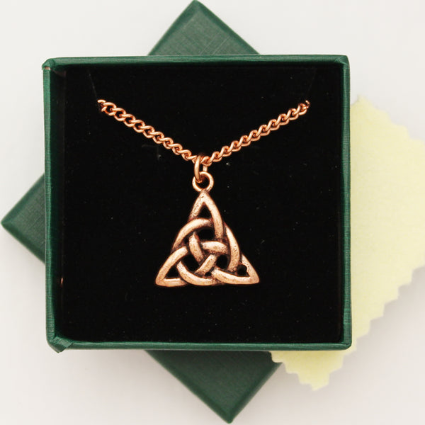 Nordic Trine Pendant Necklace Solid Copper Triquetra Pendant Necklace On Solid Copper Curb Chain