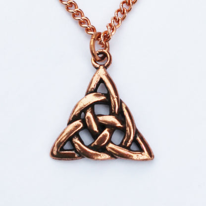 Nordic Trine Pendant Necklace Solid Copper Triquetra Pendant Necklace On Solid Copper Curb Chain