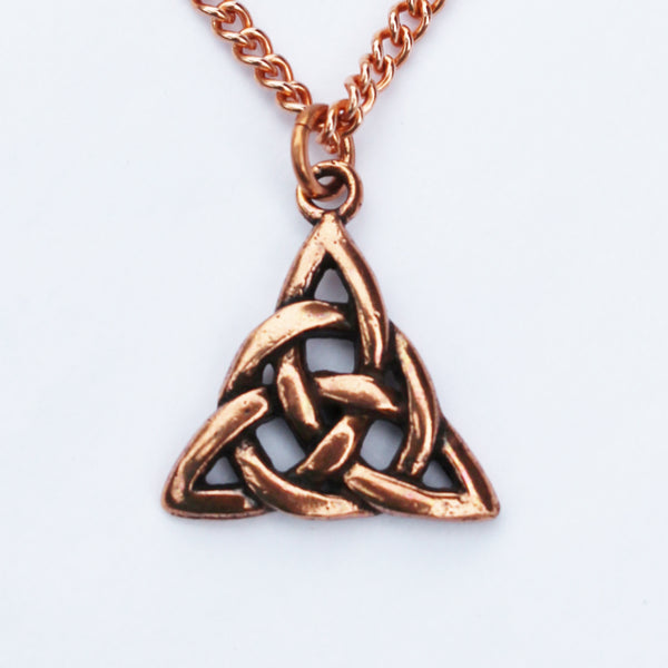 Nordic Trine Pendant Necklace Solid Copper Triquetra Pendant Necklace On Solid Copper Curb Chain