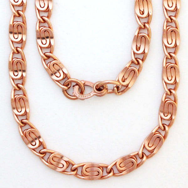 Copper Scroll Chain Necklace Heavy 9 mm Solid Copper Scroll Chain Necklace 20 Inch Chain