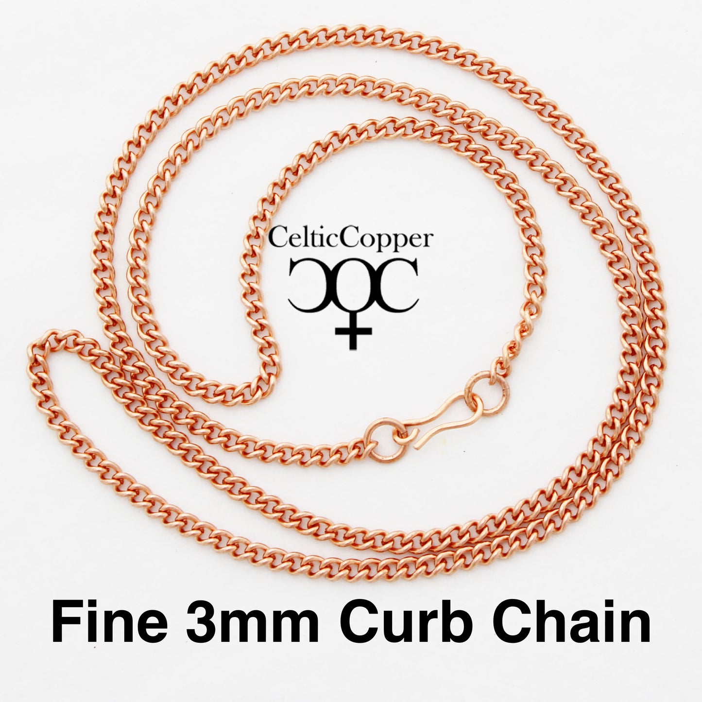 Solid Copper Cuban Curb Chain Necklace 20 Inches NC71 Fine 3mm Copper Curb Chain Necklace 20" Relaxed Fit