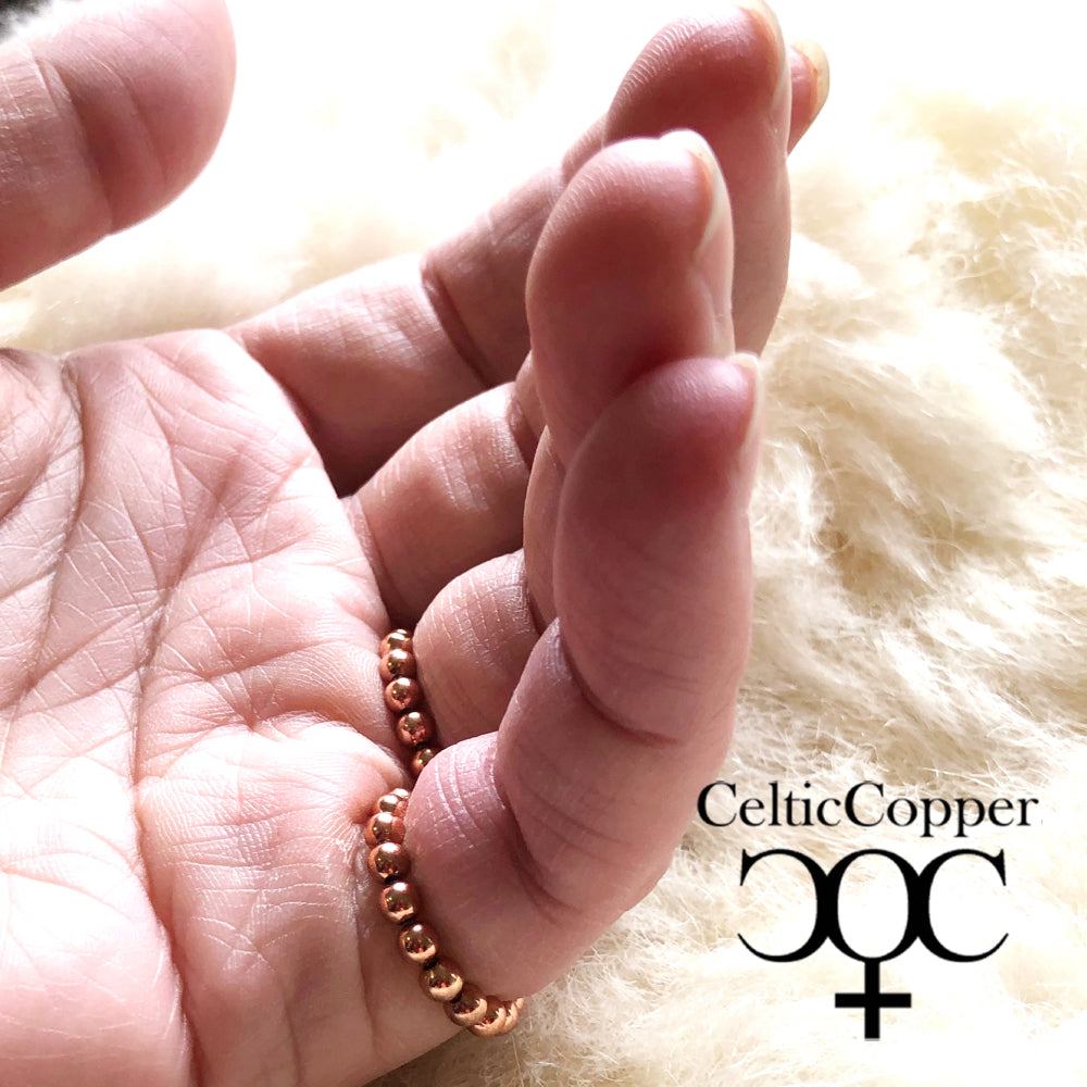 Beaded Copper Ring 3mm Fluted Copper Stacking Stretch Ring Pure Copper Healing Finger Ring Toe Ring