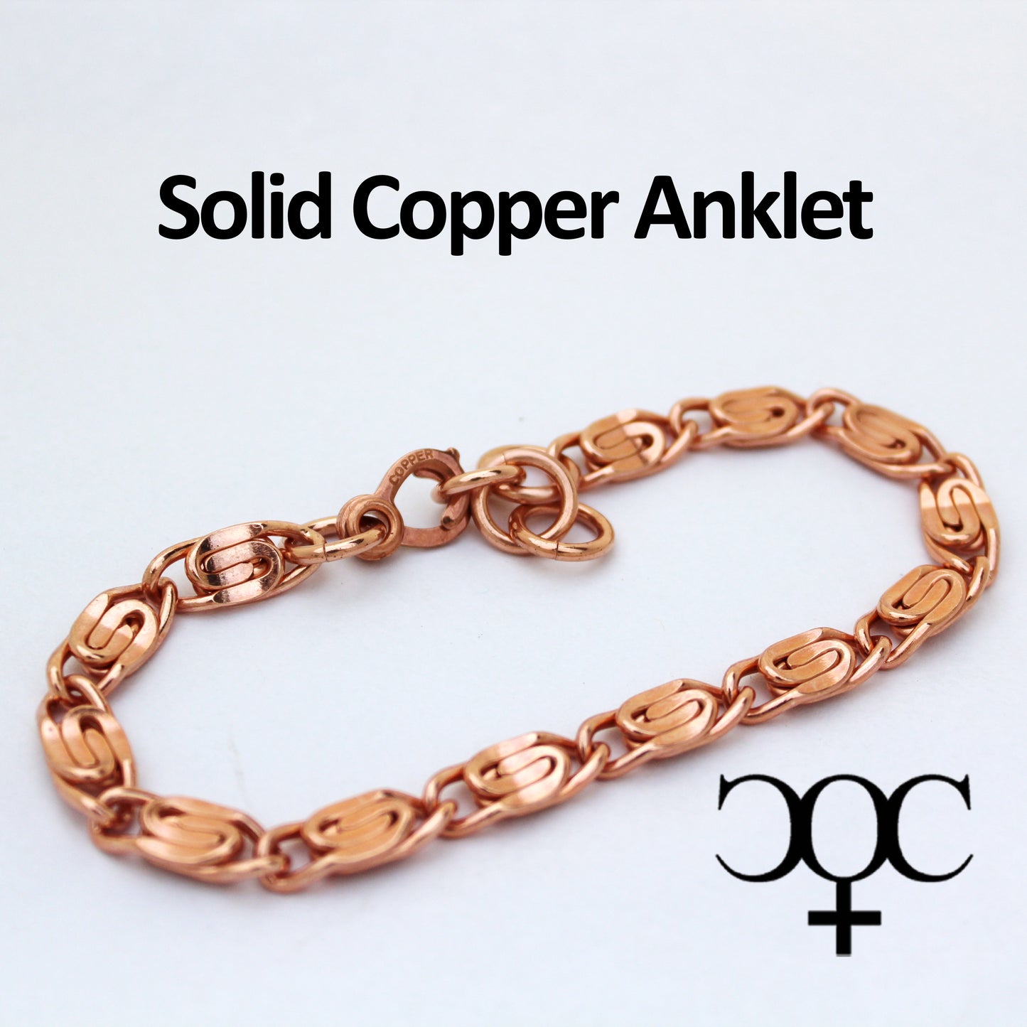 Copper Ankle Chain Heavy 9 mm Solid Copper Celtic Scroll Chain Anklet Adjustable Solid Copper Anklet Chain