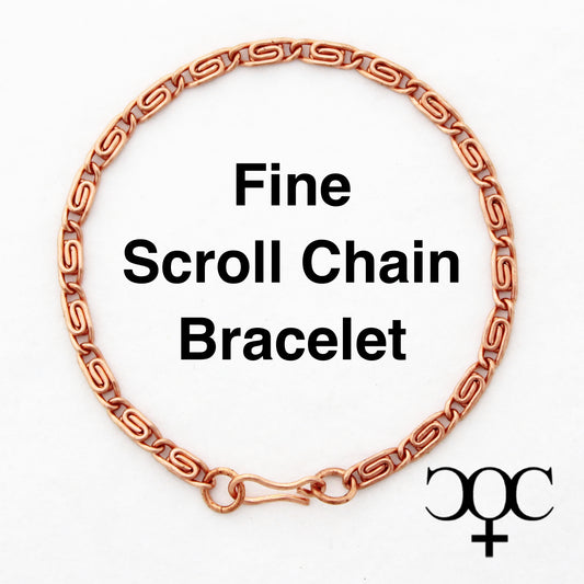 Solid Copper Bracelet Chain Celtic Copper Fine Scroll Chain Bracelet BC61 Solid Copper Celtic Bracelet Chain 3mm