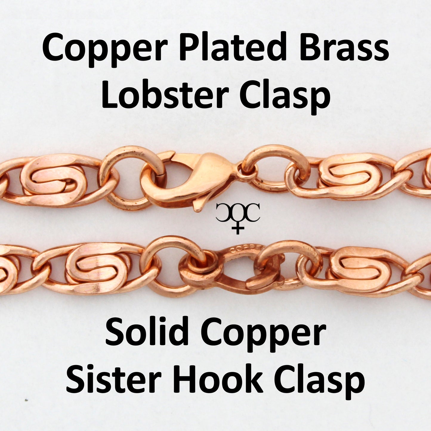 Copper Scroll Chain Necklace Heavy 9 mm Solid Copper Scroll Chain Necklace 20 Inch Chain