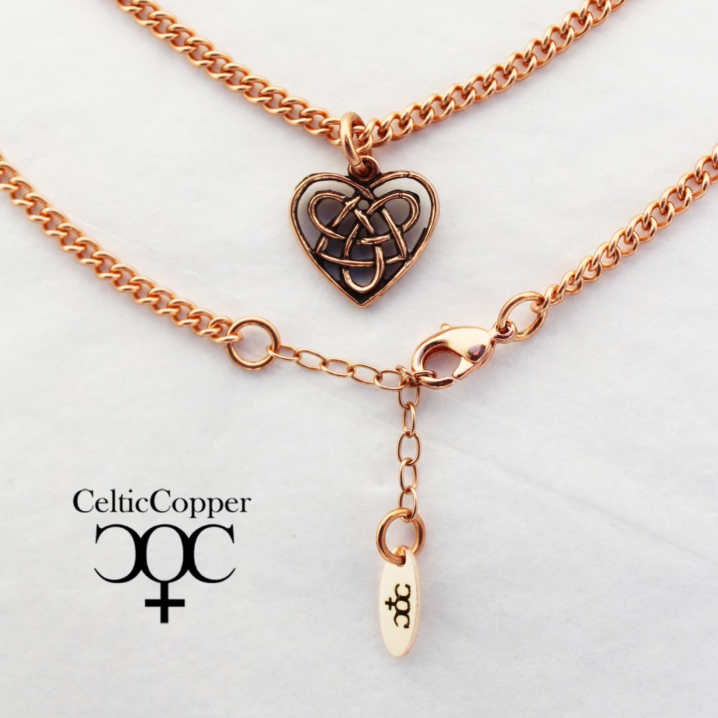 Celtic Heart Charm Ankle Chain Solid Copper Anklet Chain With Irish Love Knot Work Heart Charm