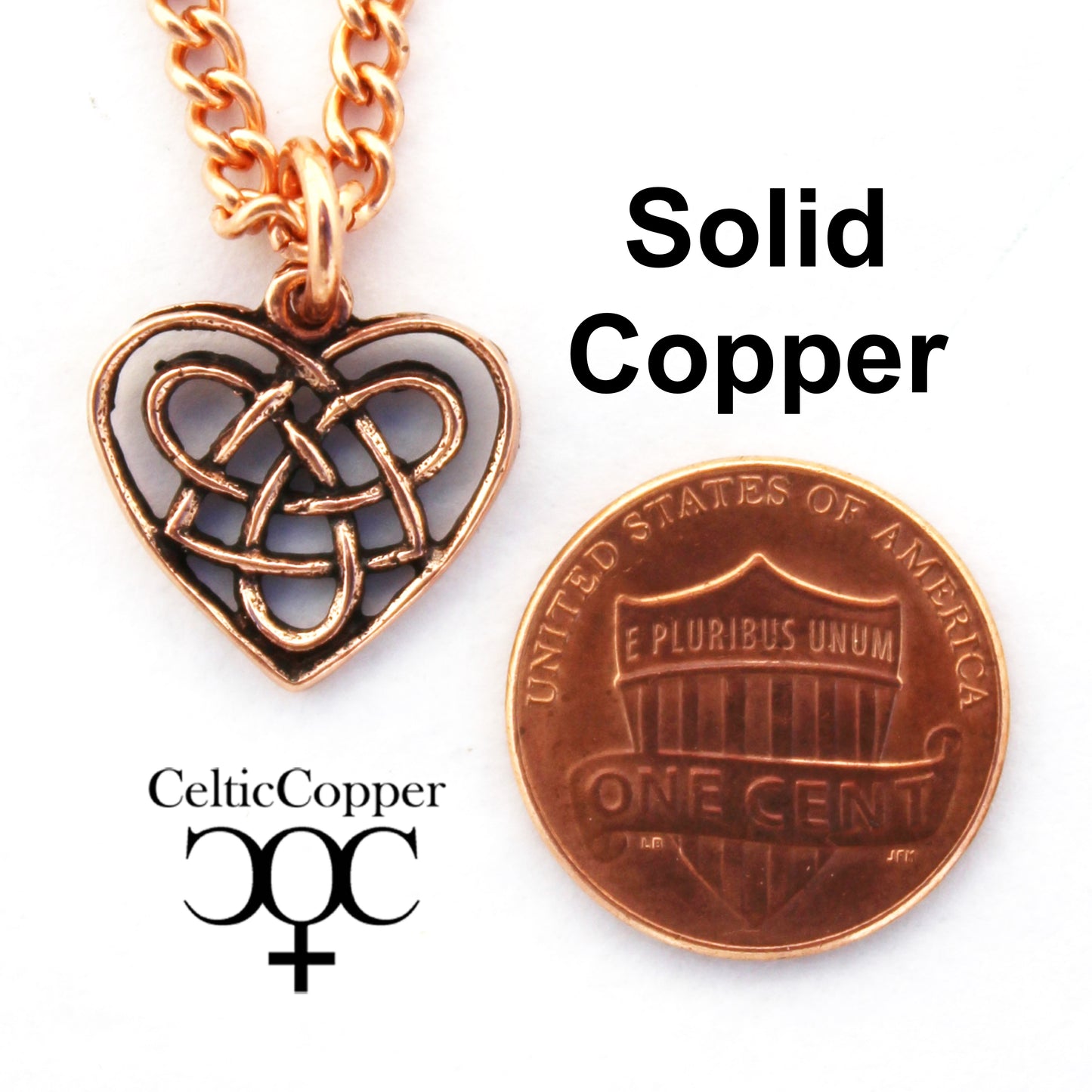 Celtic Copper Heart Necklace Adjustable Chain Irish Love Charm Jewelry Solid Copper Heart Pendant