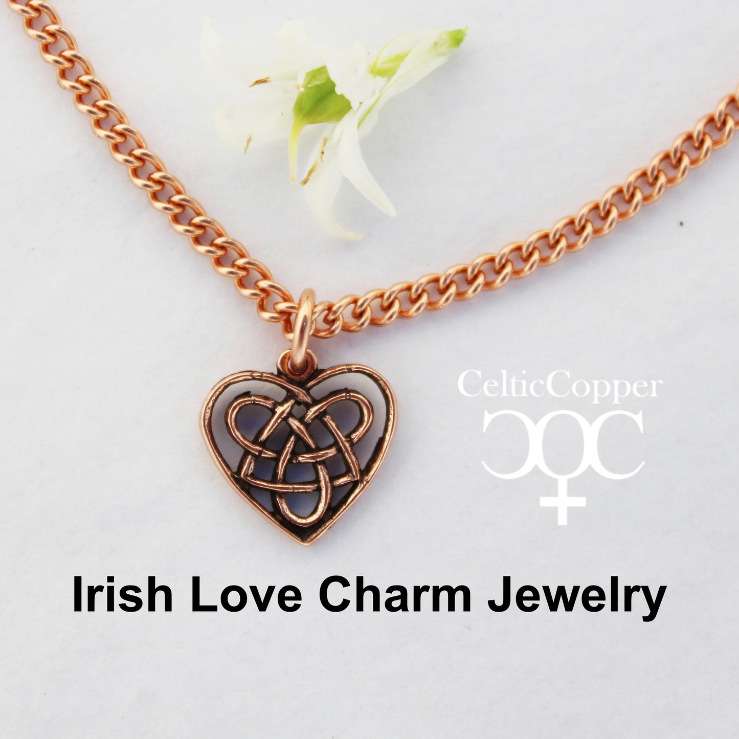 Celtic Copper Heart Necklace Adjustable Chain Irish Love Charm Jewelry Solid Copper Heart Pendant