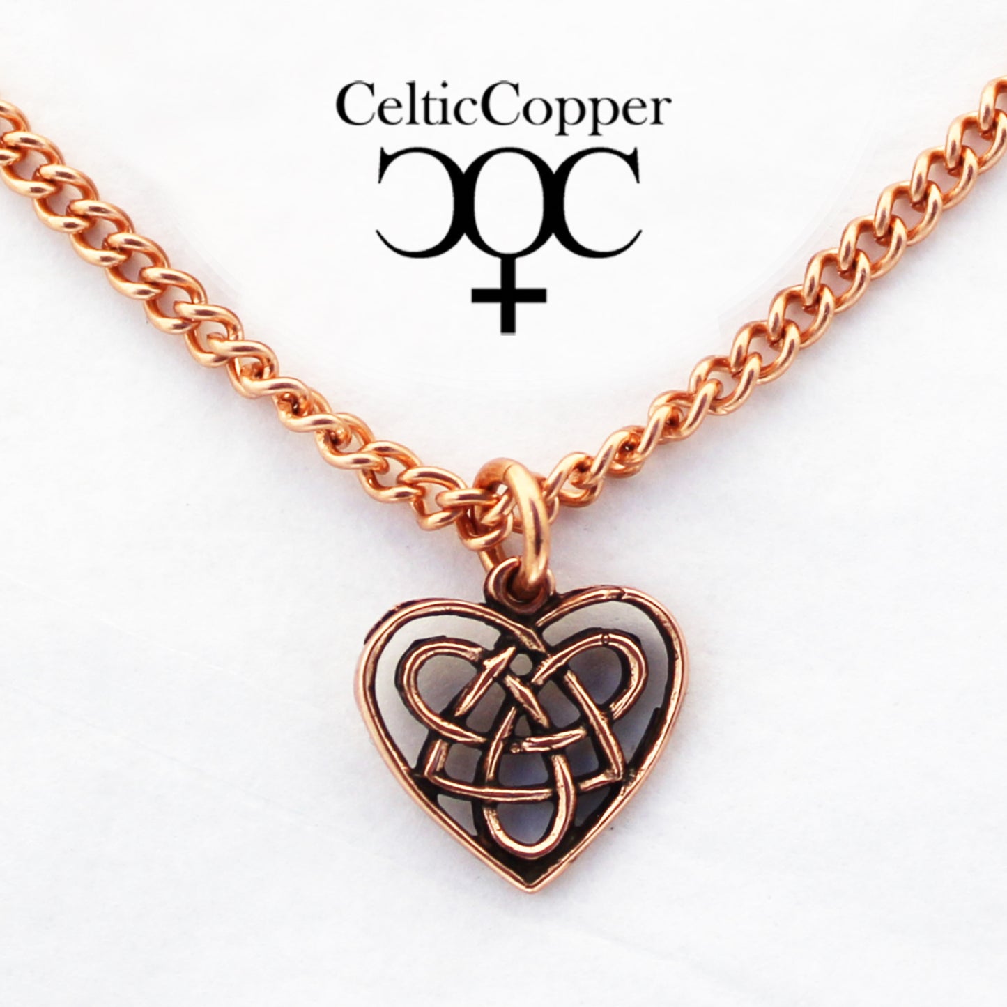 Celtic Copper Heart Necklace Adjustable Chain Irish Love Charm Jewelry Solid Copper Heart Pendant