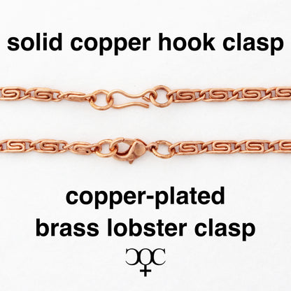 Solid Copper Necklace Chain Fine Copper Figaro Chain Necklace NC41 Italian Style Figaro Solid Copper Chain Necklace 18 Inch Chain