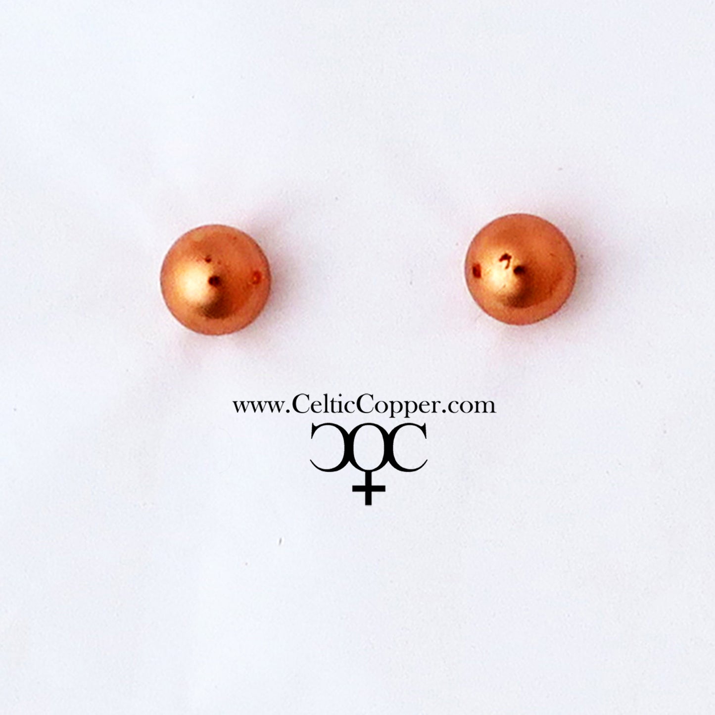 Copper Stud Earrings 2 Pair Set Copper Ball Studs And Copper Florentine Cross Earrings