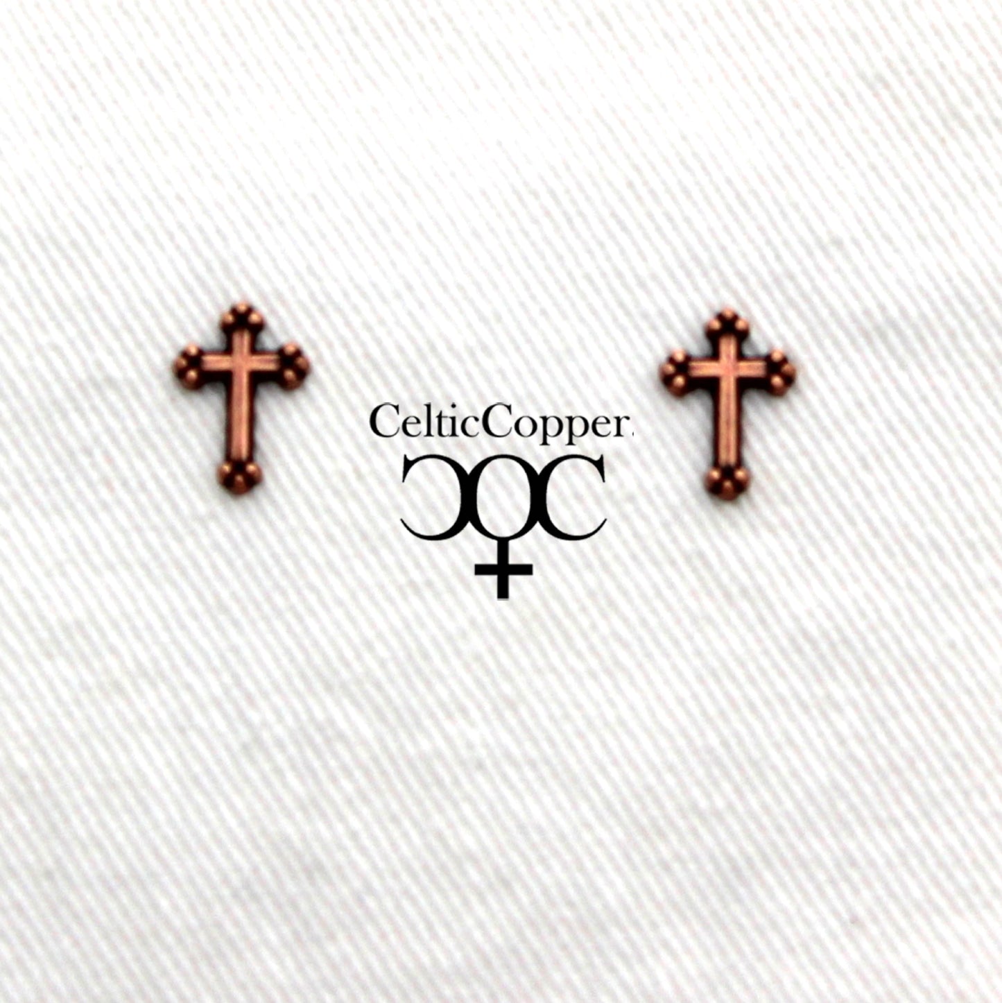 Copper Florentine Cross Earring Studs Solid Copper Post Earring Stud Earrings with Hypoallergenic Steel Post and Clutches