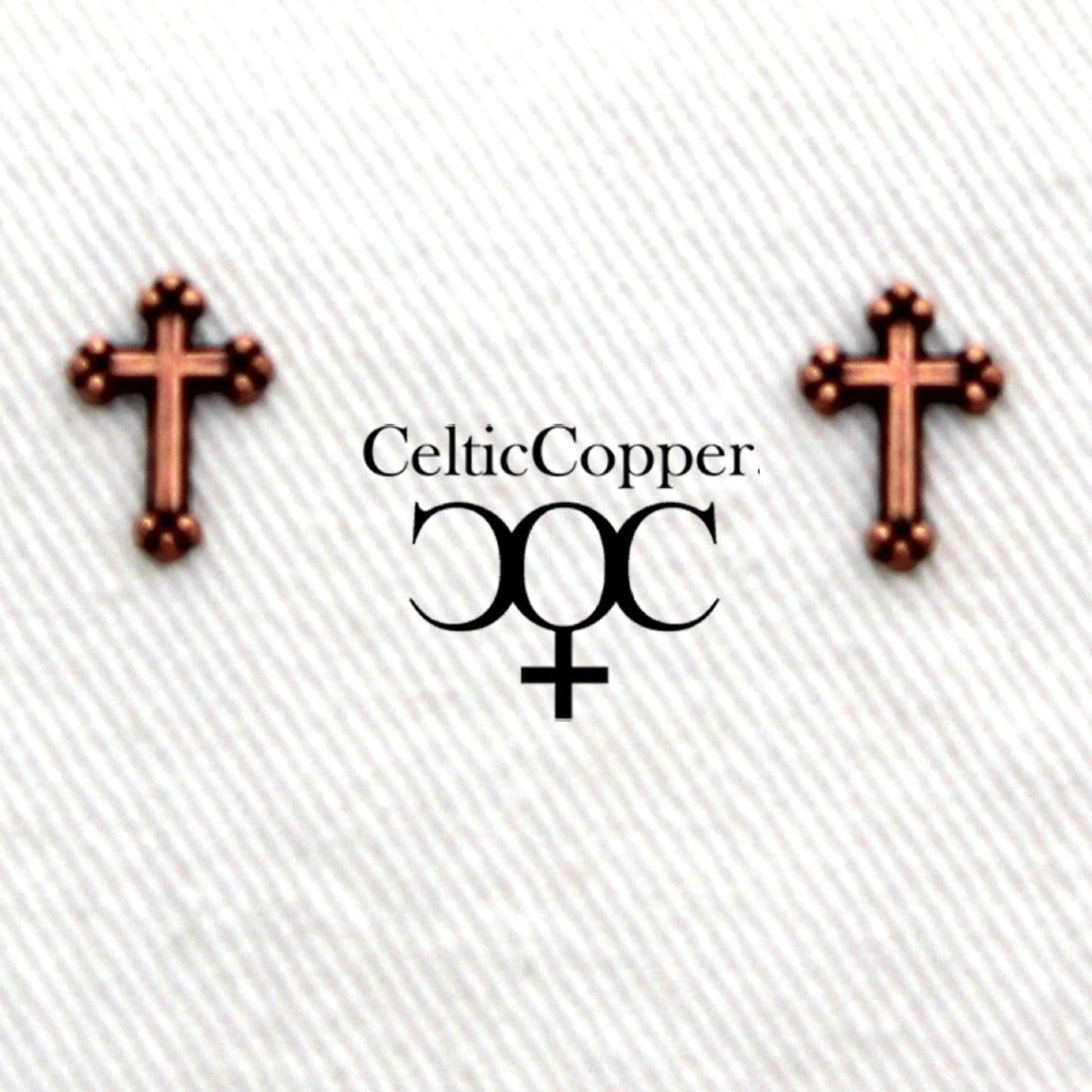 Copper Florentine Cross Earring Studs Solid Copper Post Earring Stud Earrings with Hypoallergenic Steel Post and Clutches