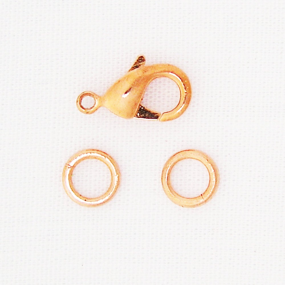 Fine Copper Clasp Repair Kit JSCL12 12x7x3mm Copper Plated Brass Lobster Clasp And 18g Ring Set