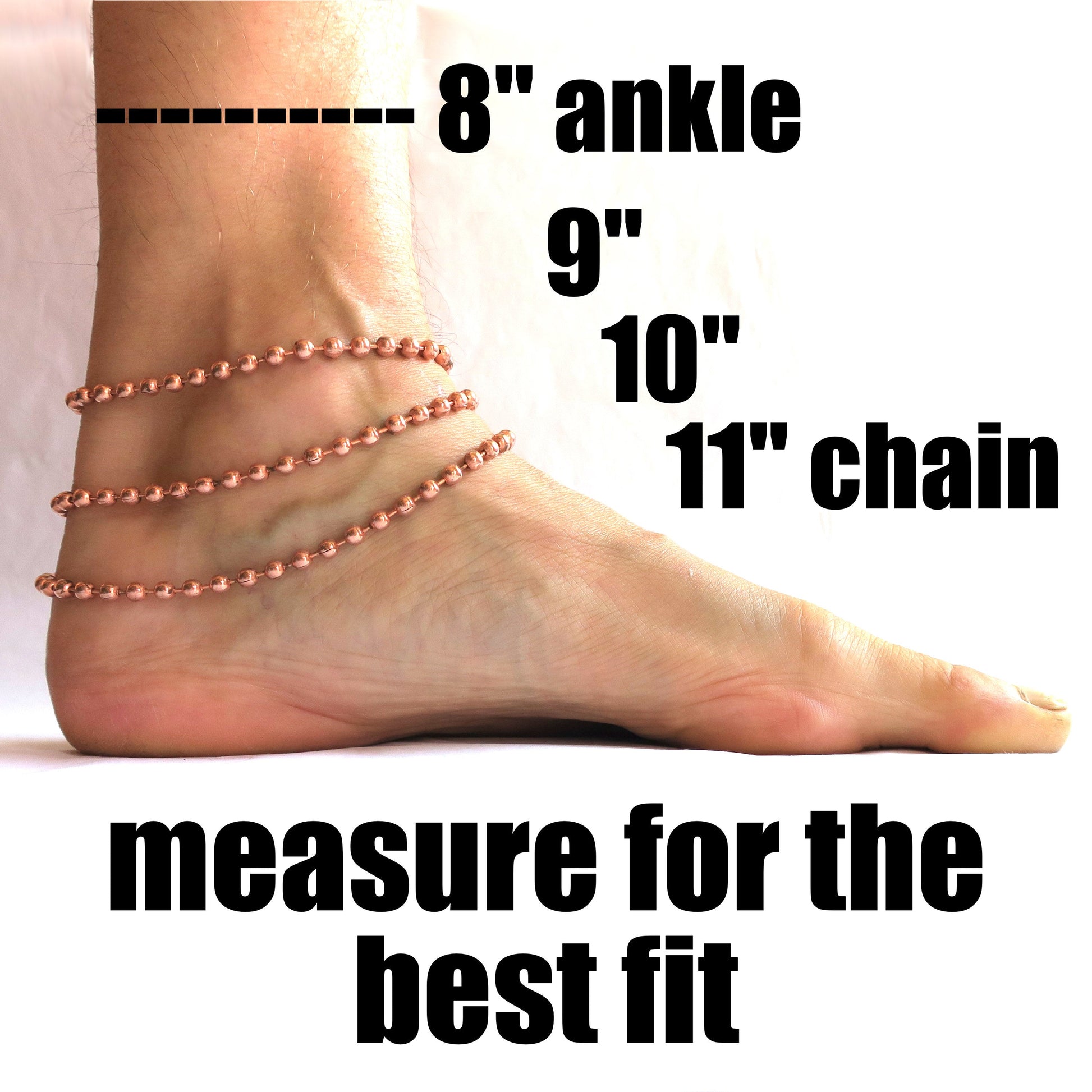 Solid Copper Ankle Bracelet Medium Celtic Scroll Chain Anklet AC66 Medium Weight Curb Chain Adjustable Solid Copper Anklet Chain