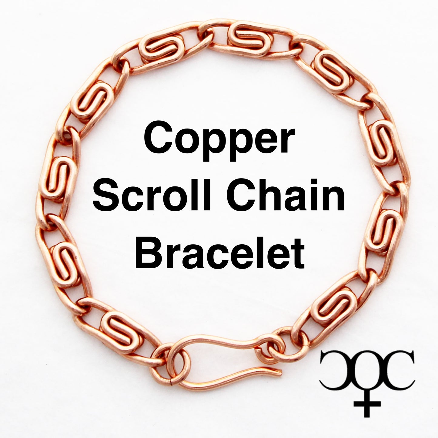 Solid Copper Scroll Chain Bracelet BC66 Medium 5mm Celtic Scroll Chain Bracelet For Men And Women