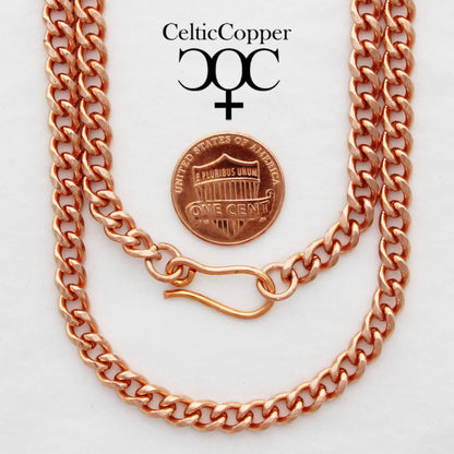 Solid Copper Cuban Curb  Necklace Chain 18 Inch NC72 Medium 5mm Cuban Curb Chain Necklace 18" Copper Chain