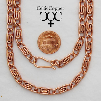 Solid Copper Celtic Scroll Necklace Chain NC66 Medium 5mm Copper Scroll Chain Necklace 24 Inch Chain