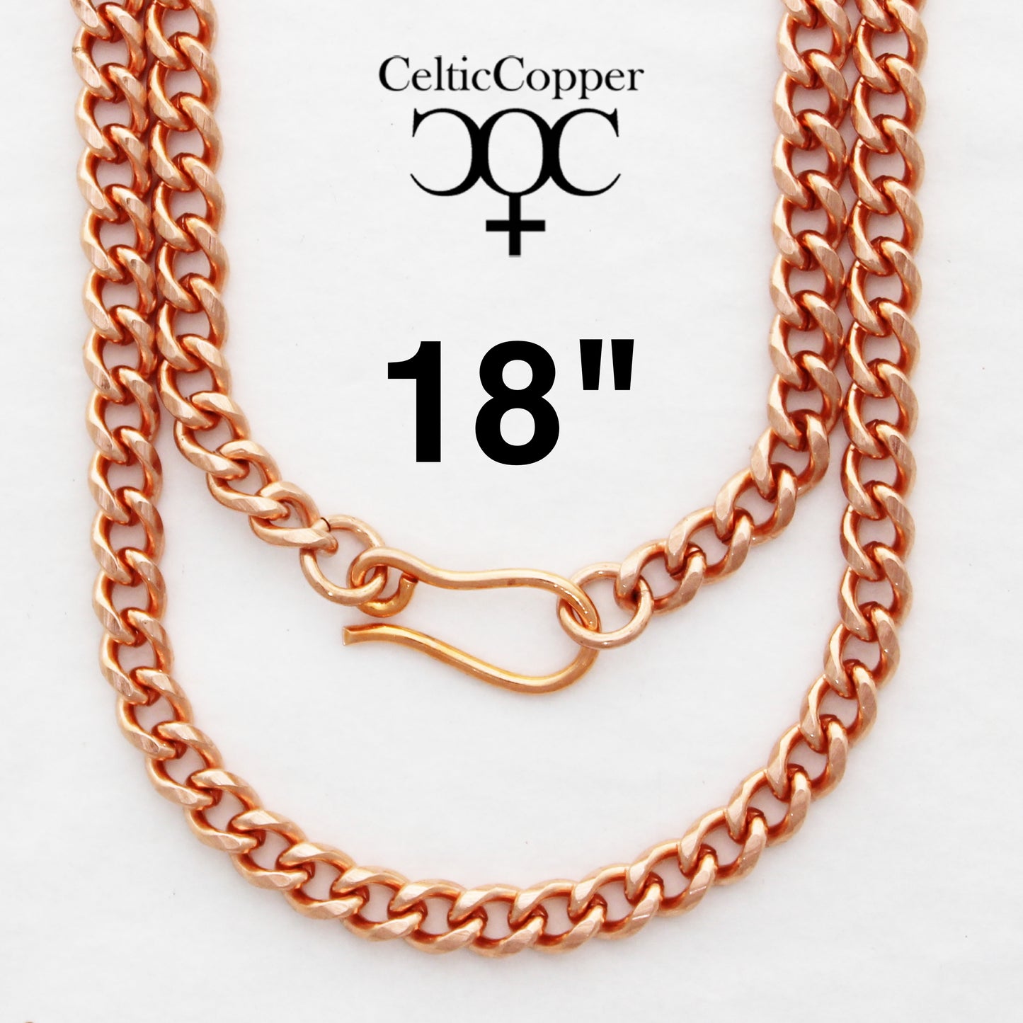 Solid Copper Cuban Curb  Necklace Chain 18 Inch NC72 Medium 5mm Cuban Curb Chain Necklace 18" Copper Chain