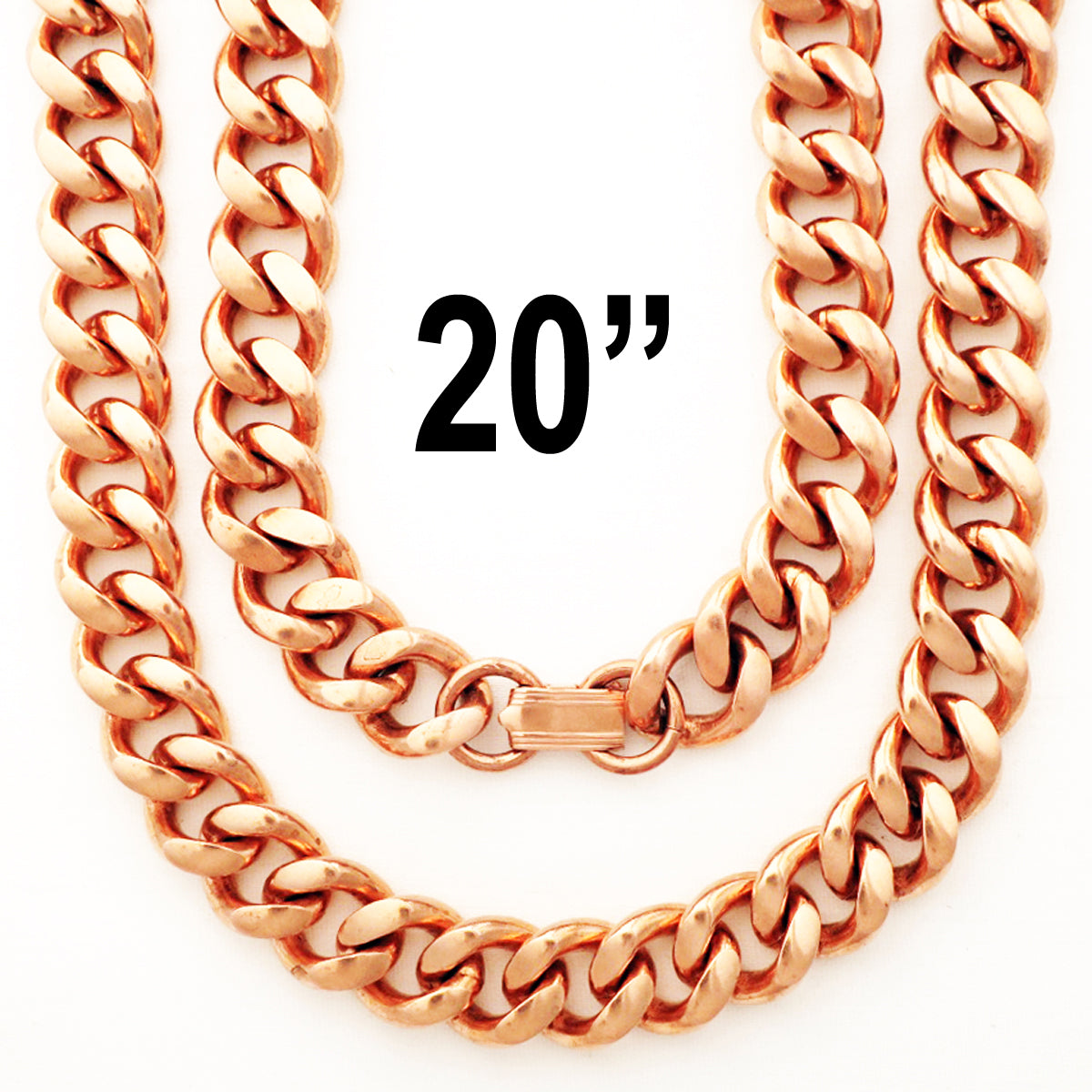 Copper Necklace Chain Set For Men Heavy Duty 20" Curb Chain Necklace And Matching Bracelet SET7920