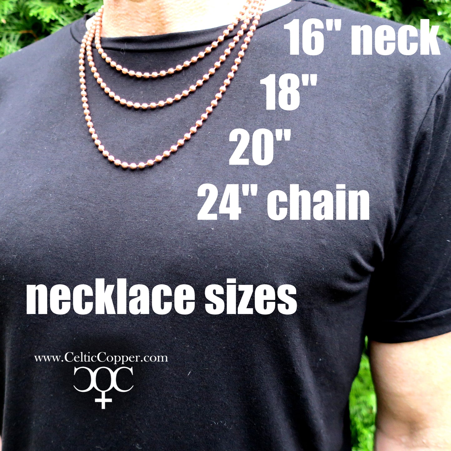 Copper Necklace Chain Set For Men Heavy Duty 24" Curb Chain Necklace And Matching Bracelet SET7924