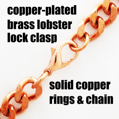 Copper Jewelry Set Heavy Cuban Curb Chains SET76 Solid Copper Necklace Matching Copper Bracelet Set