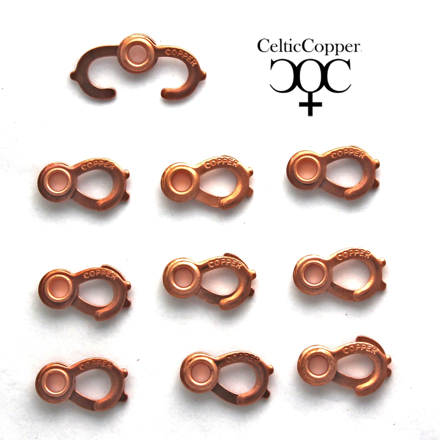 Bulk Pack of 10 Solid Copper 16mm Sister Hook Clasps JSCSH10 Heavy Duty Copper Swivel Clasps