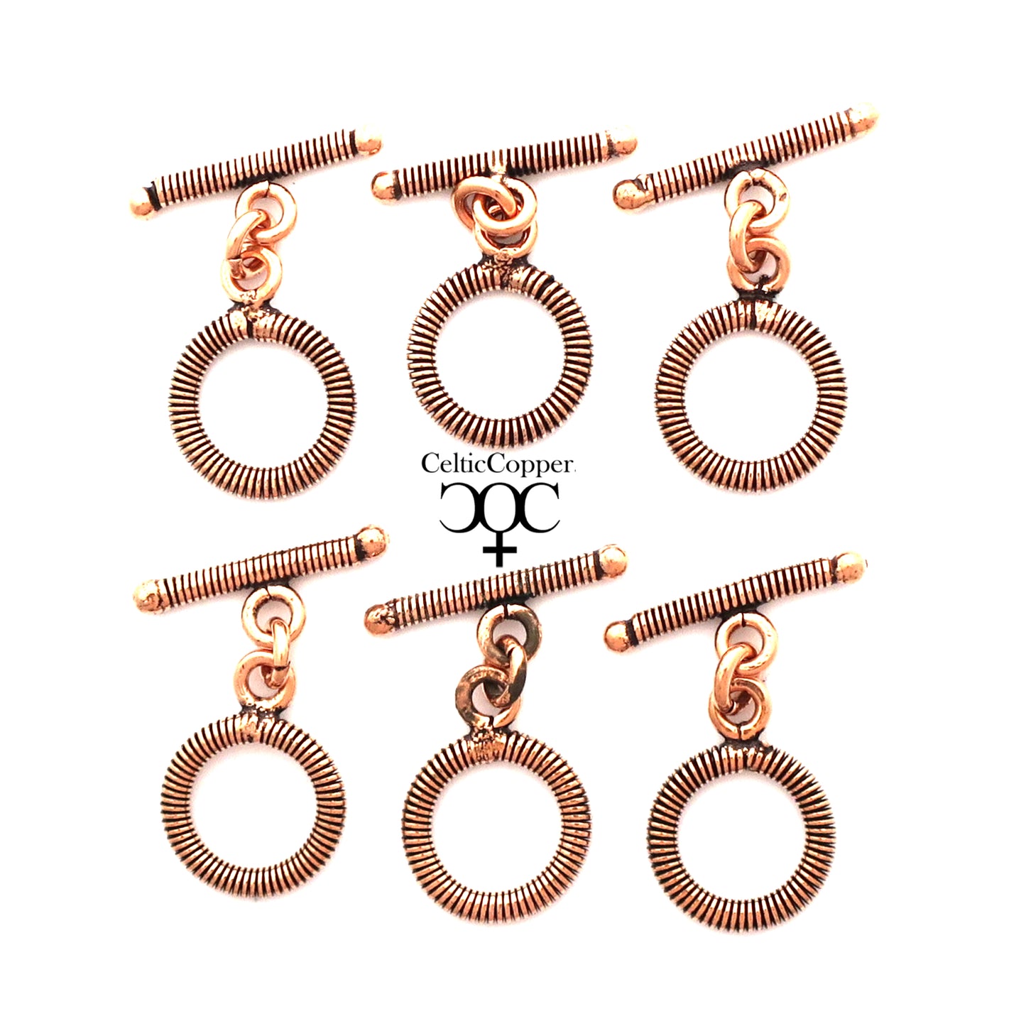 Bulk Pack Copper Clasp 16mm Toggle Jewelry Findings Set of 6 Medium Copperplated Brass T Bar Clasp