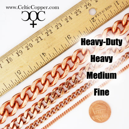 Copper Necklace Chain Set For Men Heavy Duty 20" Curb Chain Necklace And Matching Bracelet SET7920