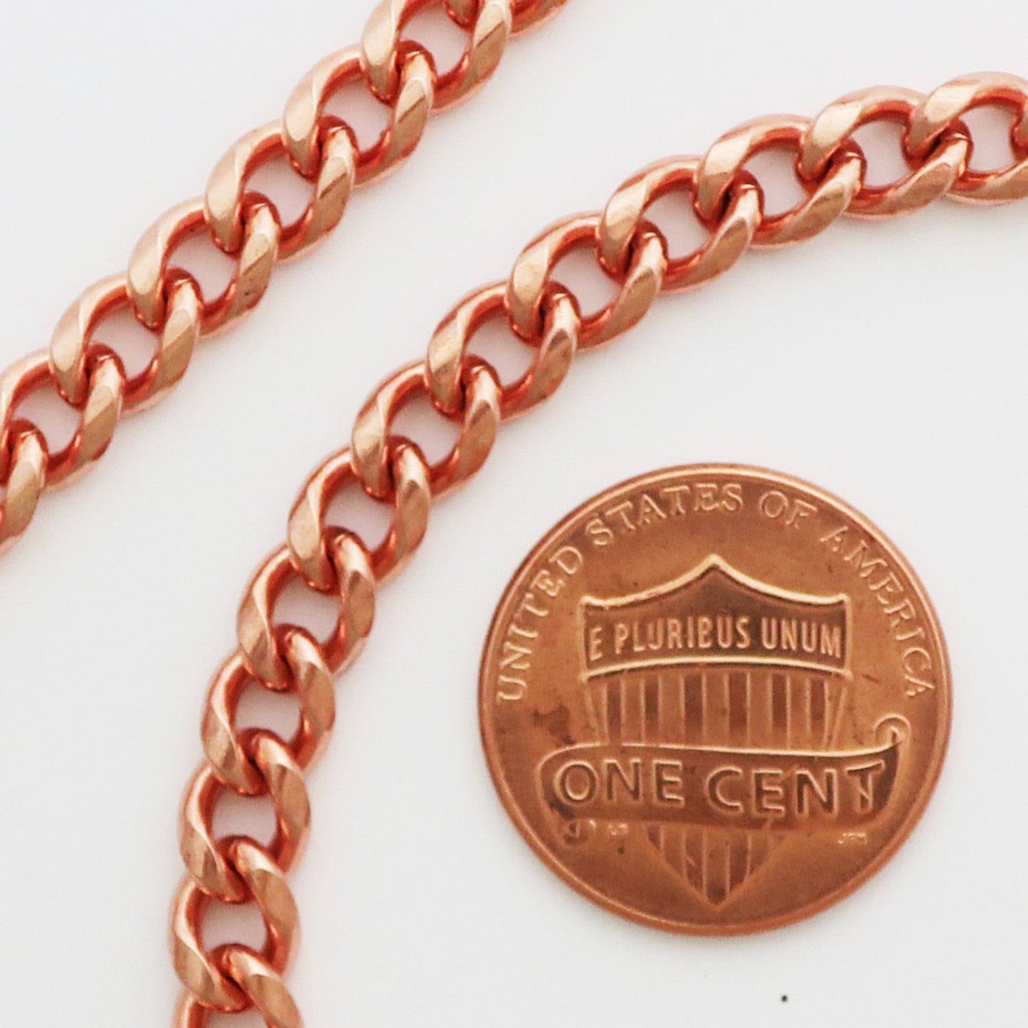 Solid Copper Cuban Curb  Necklace Chain 18 Inch NC72 Medium 5mm Cuban Curb Chain Necklace 18" Copper Chain