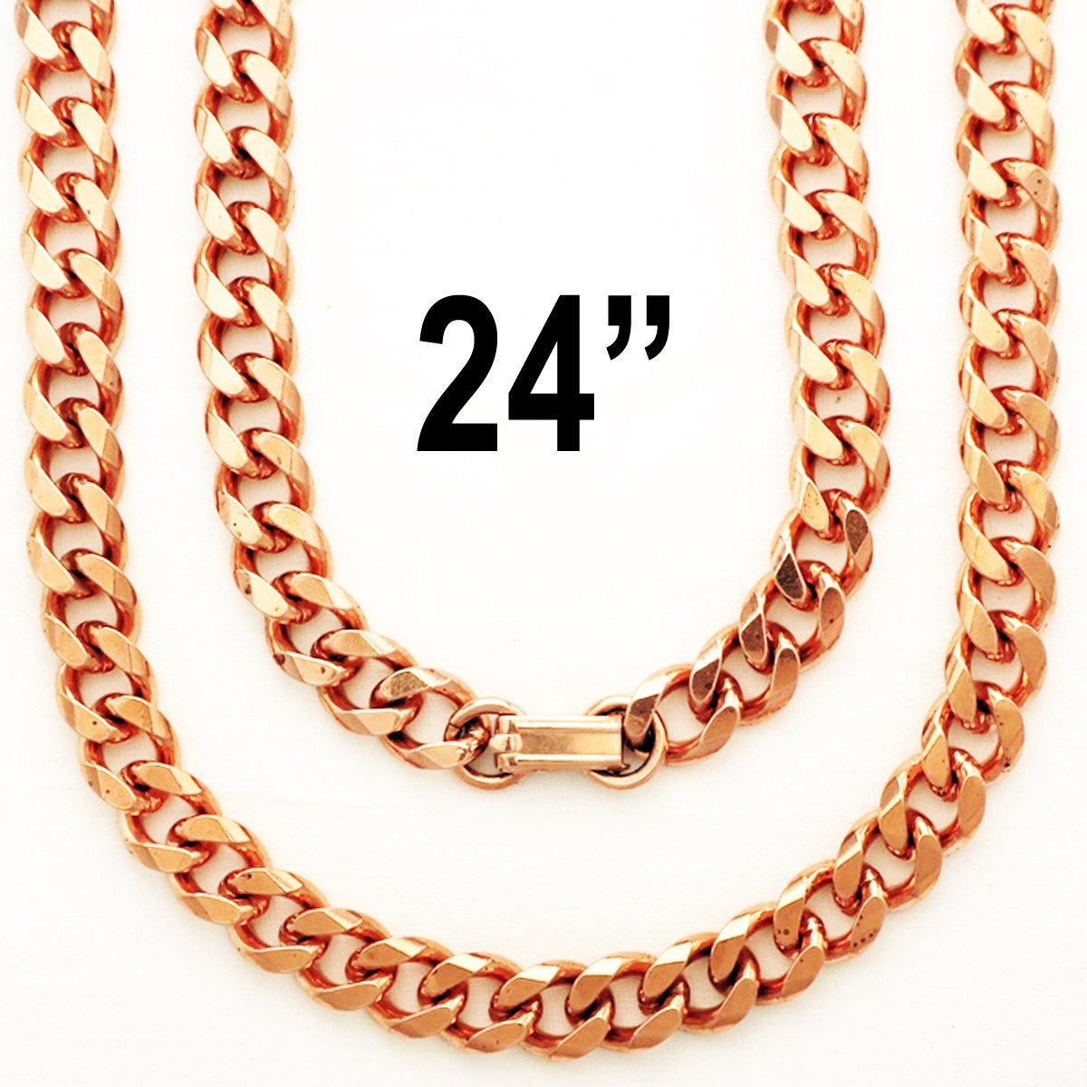 Copper Jewelry Set Heavy Cuban Curb Chains SET76 Solid Copper Necklace Matching Copper Bracelet Set