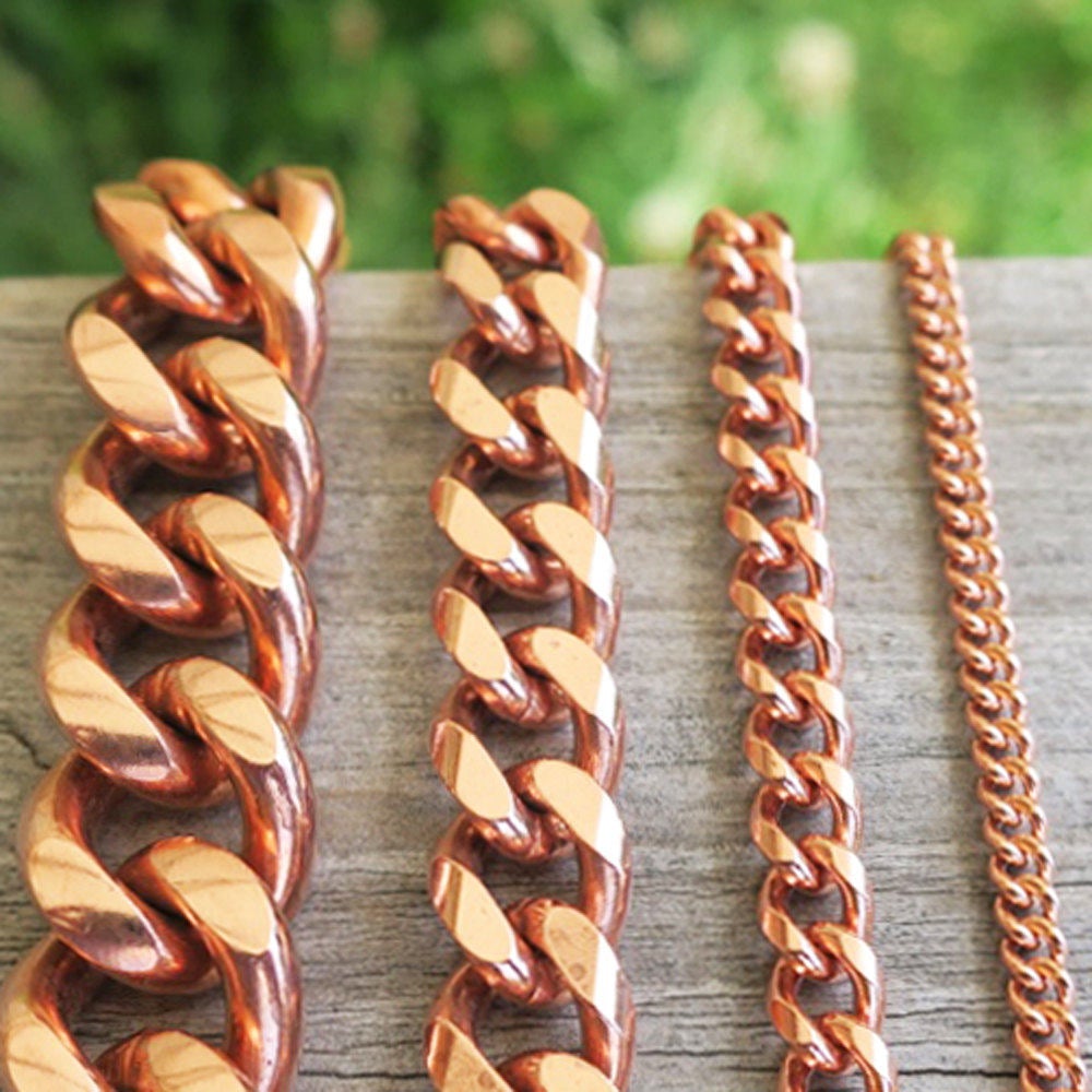 Solid Copper Cuban Curb  Necklace Chain 18 Inch NC72 Medium 5mm Cuban Curb Chain Necklace 18" Copper Chain